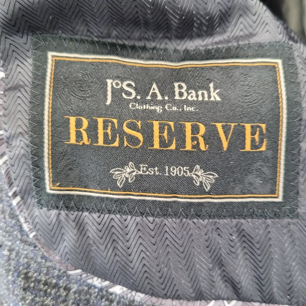 Jos A Bank Reserve Sport Coat 48L Gray Tollegno 1900‎ Italian Fabric Wool Blazer